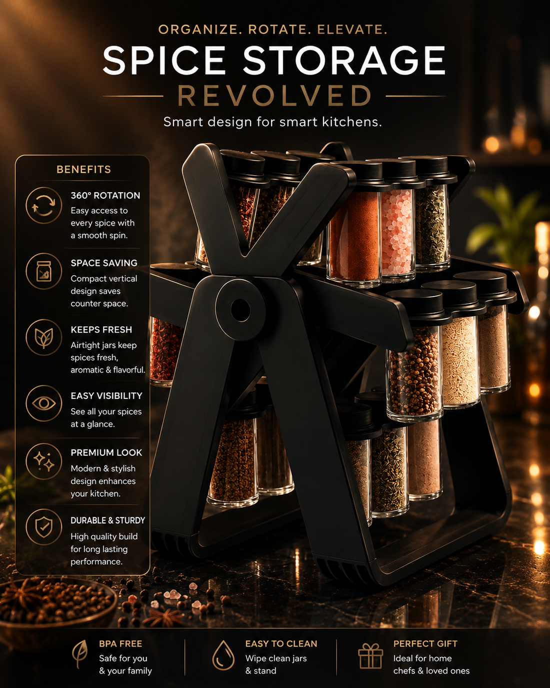 18 Jar Rotating Spice Rack